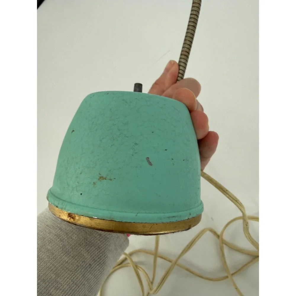 Hi Lite Model 340 Mid Century Modern Gooseneck Desk Lamp Aqua Turquoise Brass